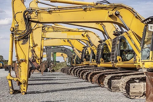 Baumaschinenflotte gelbe Bagger