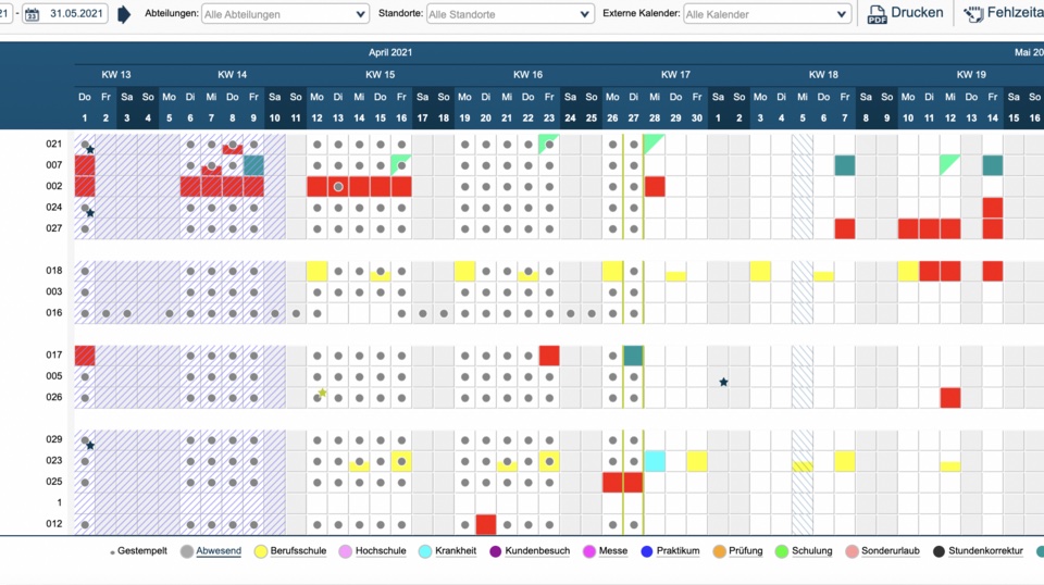 Verzuimbeheer in de overzichtelijke agenda van geoCapture.