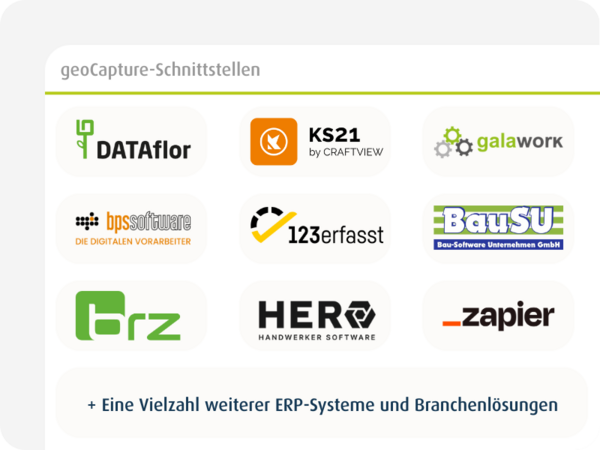 Übersicht der geoCapture-Schnittstellen mit ERP-Systemen