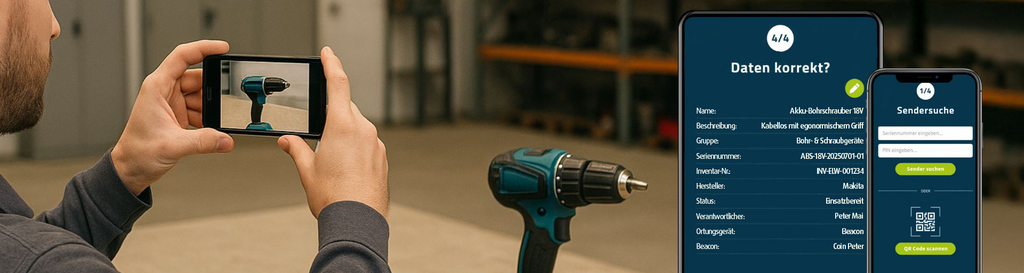 Handy, um die Stammdaten per KI zu erfassen