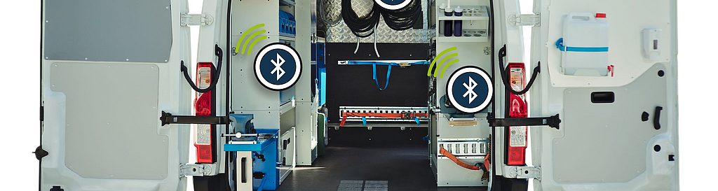 Mit BLE-Beacons wissen Sie, wie ein Fahrzeug beladen ist. Über Beacon wird die Fahrzeugbeladung in einem Van erkannt