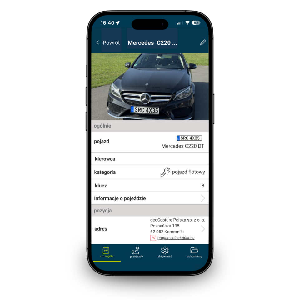 Fahrzeugverwaltung in der geoCapture App – Mercedes C220 digital dokumentiert