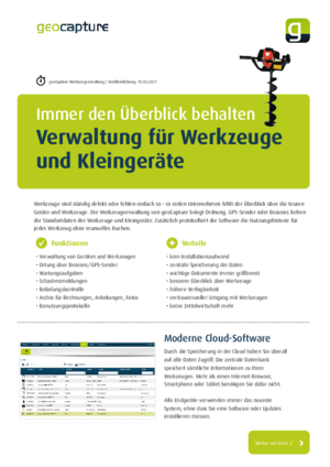 Flyer Werkzeugverwaltung geoCapture