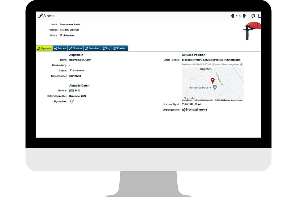 Im geoCapture-Portal haben Sie eine Übersicht über alle wichtigen Daten zu den Beacons