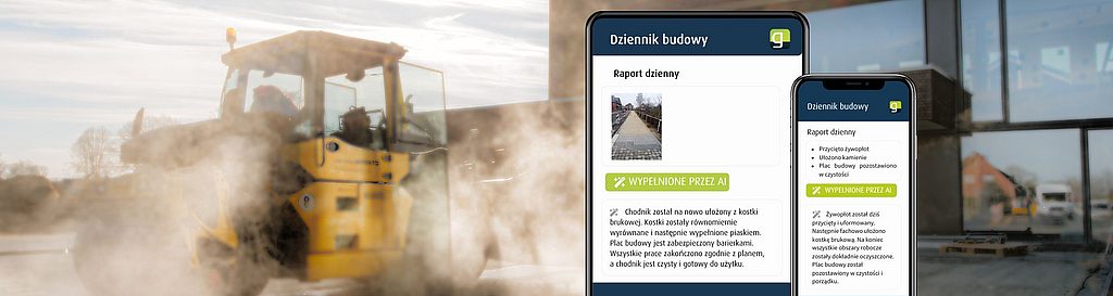 Wypełnianie formularza na placu budowy na tablecie