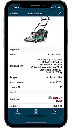 Mit der Geräte-App haben Sie den Überblick über wichtige Daten zu Ihren Werkzeugen.