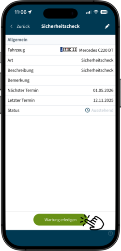 Ansicht eines Sicherheitschecks in der geoCapture-App