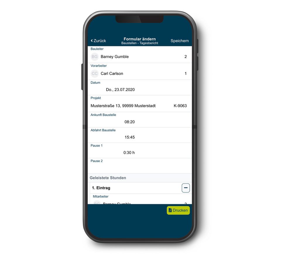 Das digitale Bautagebuch von geoCapture wird bequem per App ausgefüllt