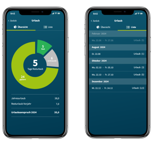 Urlaubsanzeige in der geoCapture-App