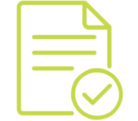 Dokumenten-Icon mit Häkchen als Symbol für geprüfte Datei oder bestätigte Unterlagen