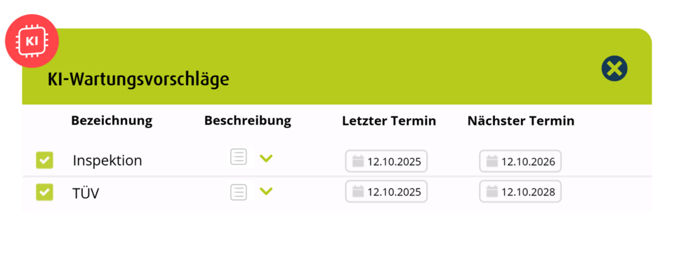 KI-Wartungsvorschläge im geoCapture-Portal
