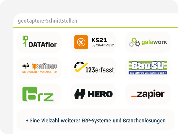 Übersicht der geoCapture-Schnittstellen mit ERP-Systemen