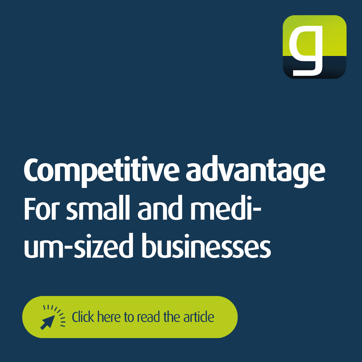 Graphic with geoCapture logo and the headline "Competitive advantage for small and medium-sized enterprises" as well as a call-to-action button - reference to an article on increasing efficiency and digitization in SMEs with geoCapture solutions.