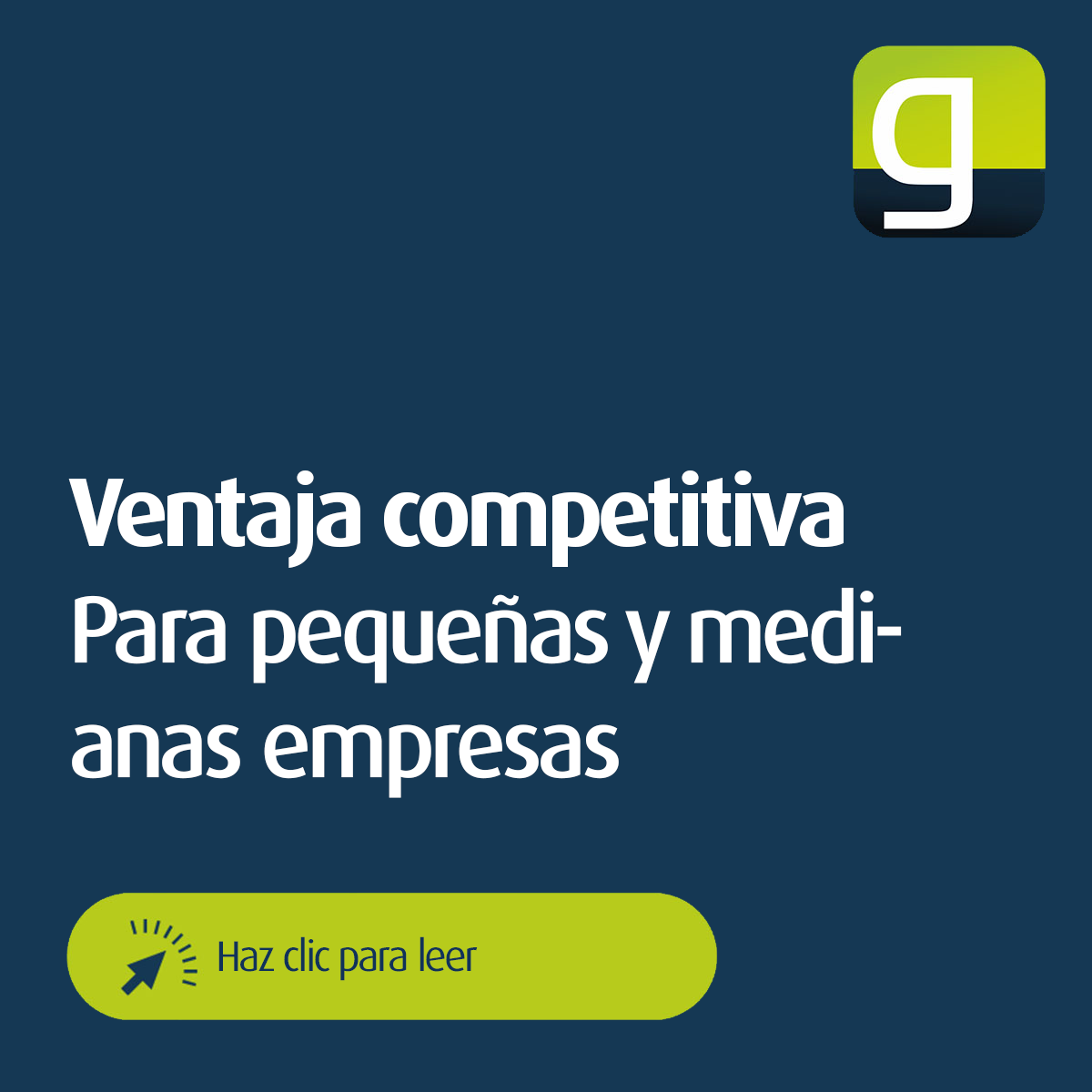 Gráfico con el logotipo de geoCapture y el titular "Ventaja competitiva para las pequeñas y medianas empresas", así como un botón de llamada a la acción: referencia a un artículo sobre el aumento de la eficiencia y la digitalización en las PYME con soluciones de geoCapture.