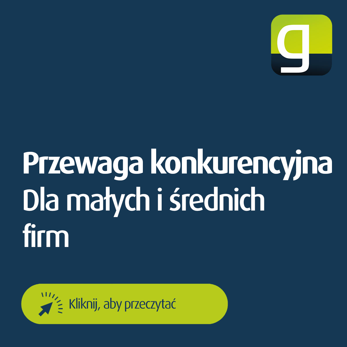 Grafika z logo geoCapture i nagłówkiem "Przewaga konkurencyjna dla małych i średnich przedsiębiorstw" oraz przycisk wezwania do działania - odniesienie do artykułu na temat zwiększenia wydajności i cyfryzacji w MŚP dzięki rozwiązaniom geoCapture.