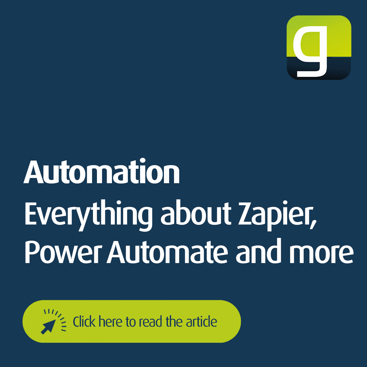 Graphic with geoCapture logo and the note "Automation - Everything about Zapier, Power Automate and Co." including call-to-action button - teaser image for further information on automated process networking with geoCapture.
