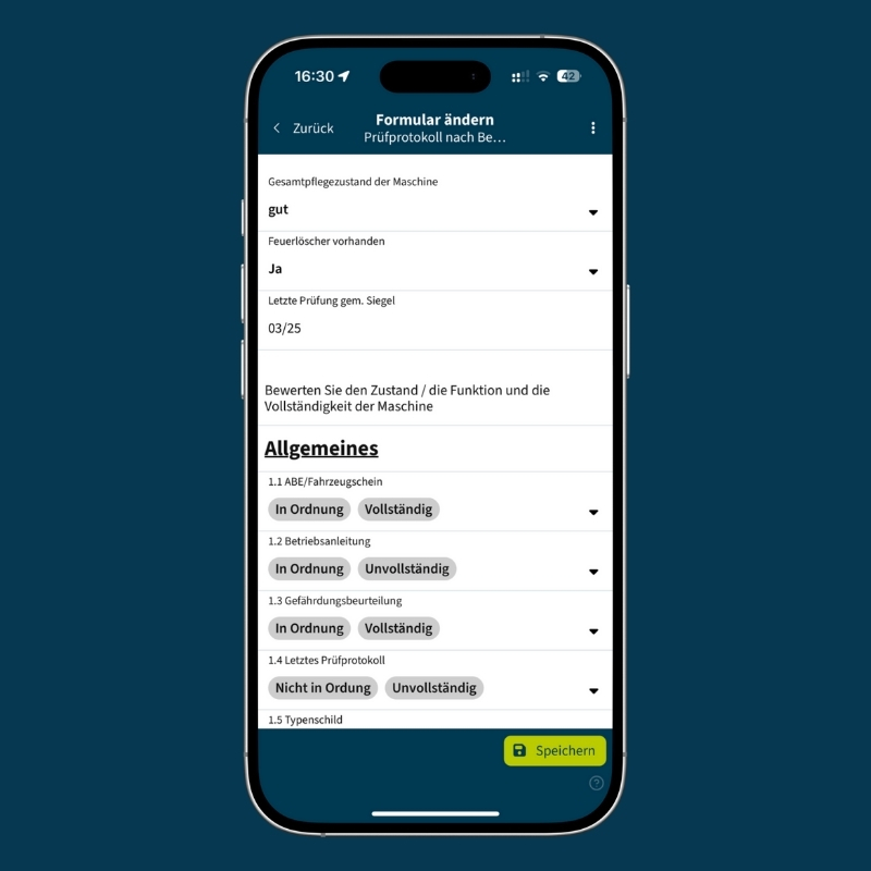 Prüfprotokoll VDBUM ausgefüllt