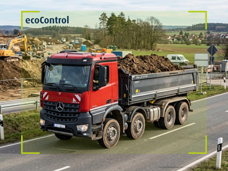 Ein roter Mulden-Kipper KI-generiert