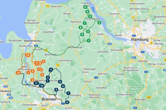 Alle Touren werden übersichtlich auf der Karte dargestellt