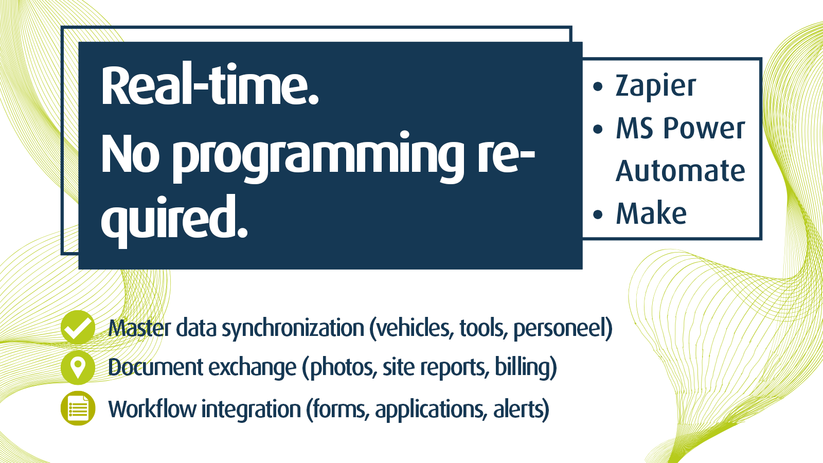 Real-time data exchange without programming with Zapier, MS Power Automate and Make - automation of master data synchronization, document exchange and work processes.